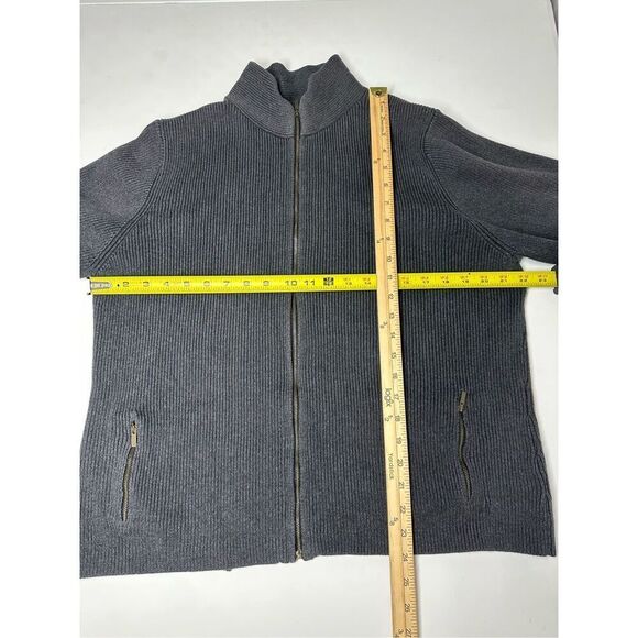 Eddie Bauer Sweater Women's Sz XL Gray Full Zip Long Sleeve Knit Cotton Fit Rib - Picture 6 of 13